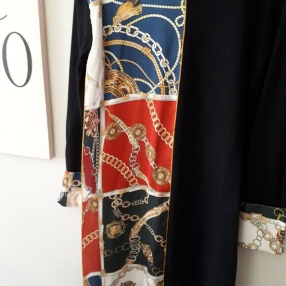 EUC Zara black & contrast chain print accent dress L - Picture 9 of 10